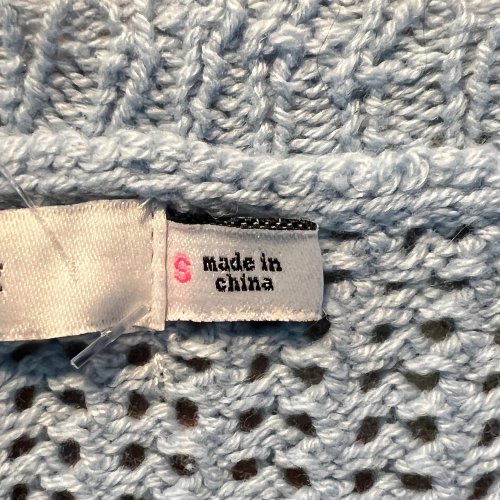 Lush Knit Tank Top Women Sz S Baby Blue Ribbon Bows Cottagecore Cropped - Picture 11 of 11